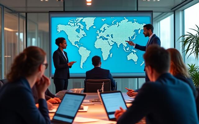 प्रोफेशनल टीम अंतर्राष्ट्रीय व्यापार रणनीति पर सहयोग कर रही है